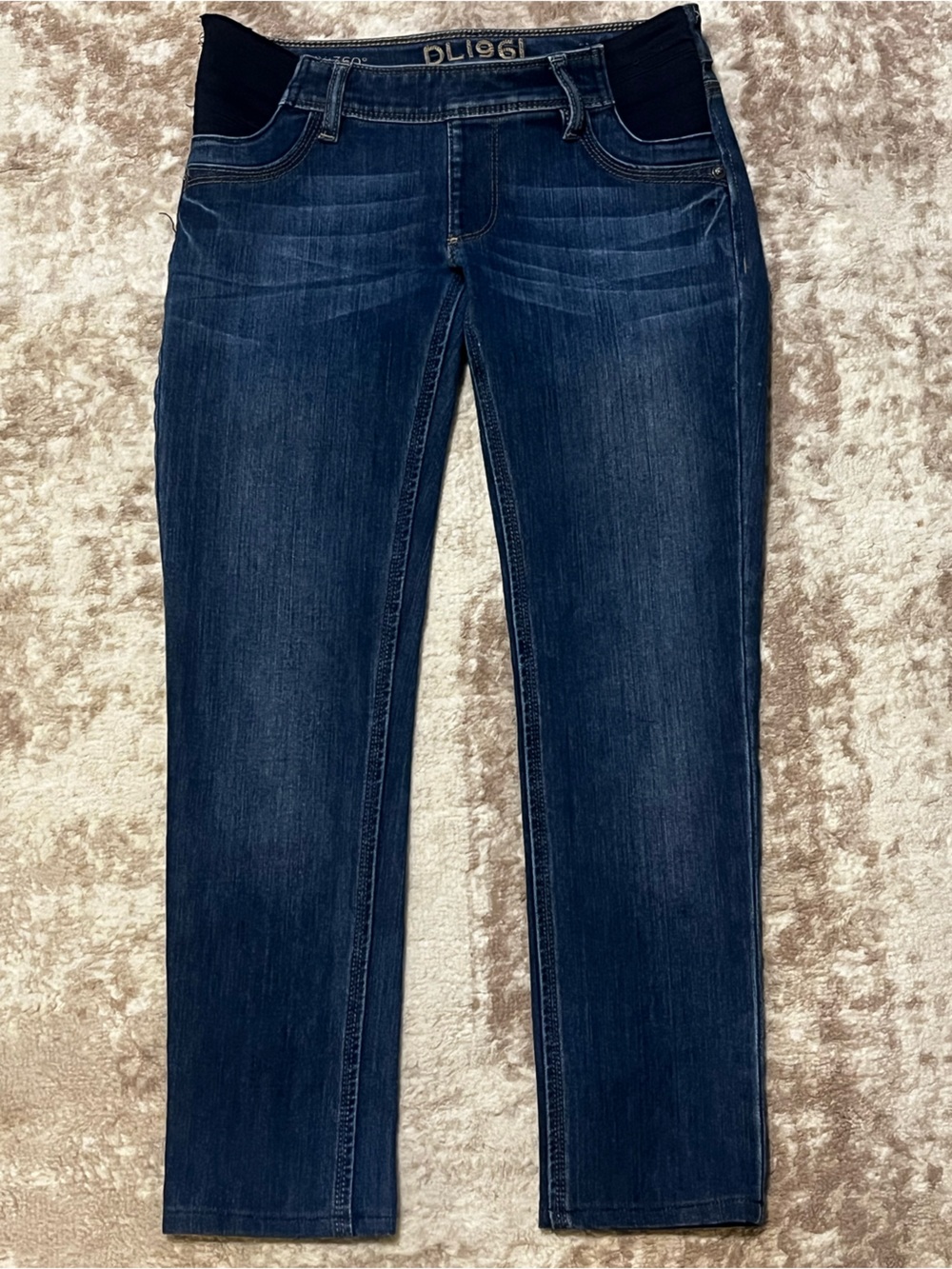 DL1961 Angel Maternity Mid Rise Skinny Ankle Jeans Dark Wash Zeppelin 24 2069